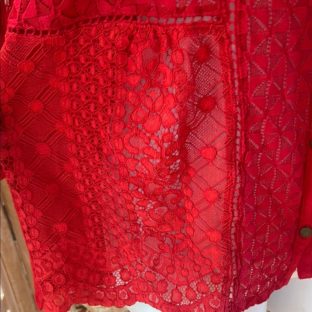 Lucky Brand Lace Mix 3/4 Length Sleeve size XS Top - Picture 10 of 16
